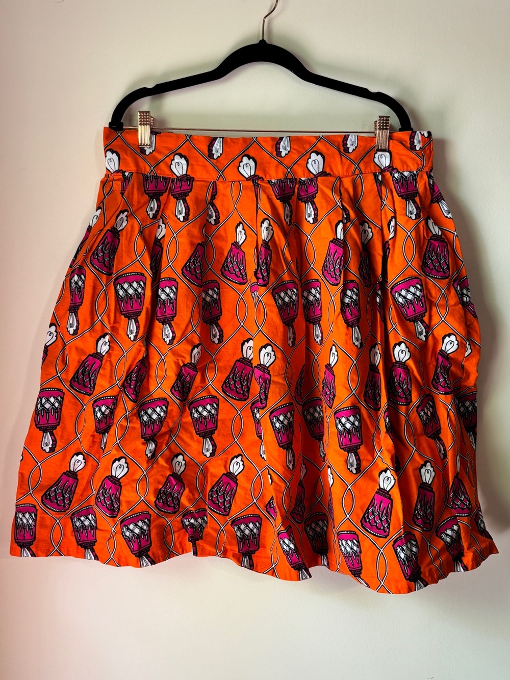 Bright Orange Ankara Printed Women’s Skirt - Vibrant Pink Accent